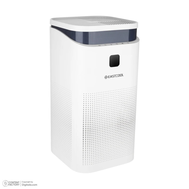 تصفیه کننده هوا یک مرحلهای ایستکول مدل TM-TW500UV، دارای فیلتر HEPA، کربن فعال و فیلتر اولیه، مناسب فضاهای داخلی و بیش از 64 مترمربع، مجهز به یونساز و استریلیزاسیون UV، با نمایشگر وضعیت لمسی، نشانگر کیفیت هوا و تنظیم 5 سرعت فن